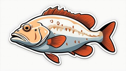 A sticker of a grouper fish featuring a large mouth and prominent head, showcasing its distinctive features.