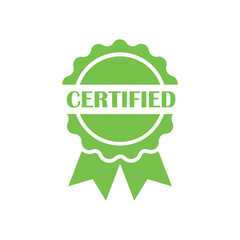 Green Certified rubber stamp seal with Stars and Tick icon vector illustration