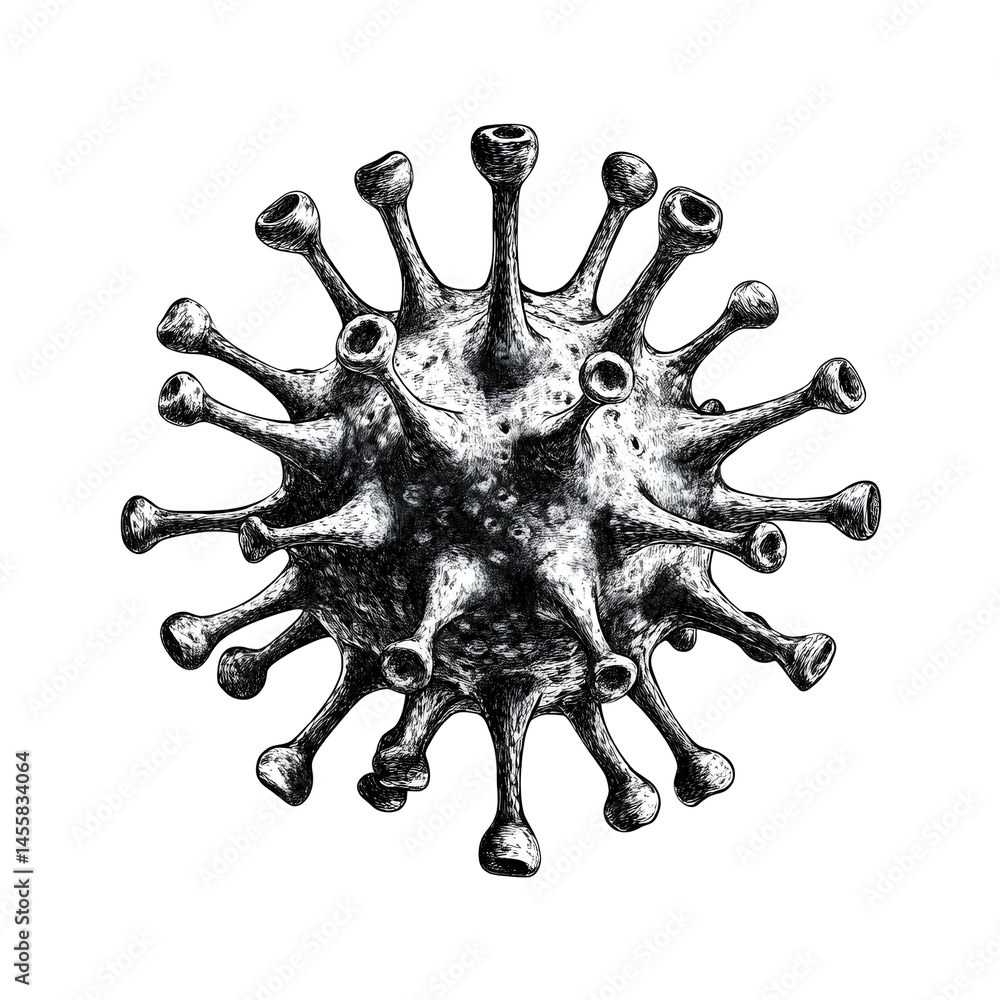 Poster minimalist vector design of symmetrical virus structure illustration