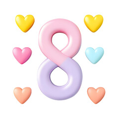Colorful Pastel Hearts and Number Eight for Celebratory Themes