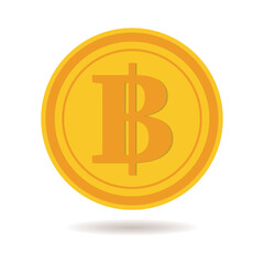 Bitcoin icon flat vector, ideal for cryptocurrency websites, financial blogs, or business presentations seeking to illustrate digital currency.