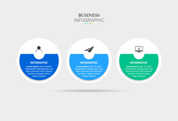 Business Infographic design template Vector with icons and 3 options or steps. Can be used for process diagram, presentations, workflow layout, banner, flow chart, info graph