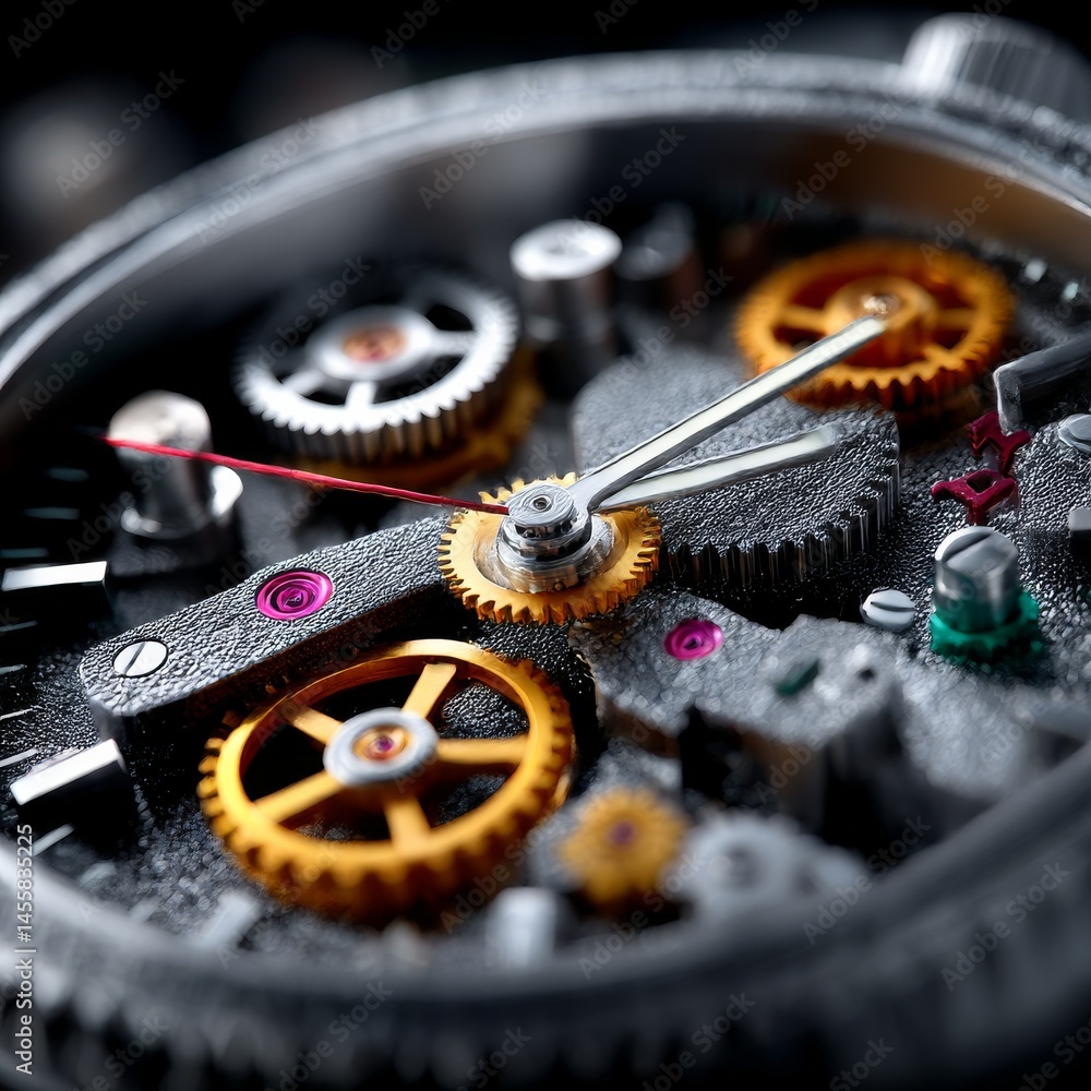 Poster a glimpse inside: exquisite macro shot of a watch mechanism revealing the intricate details of timek