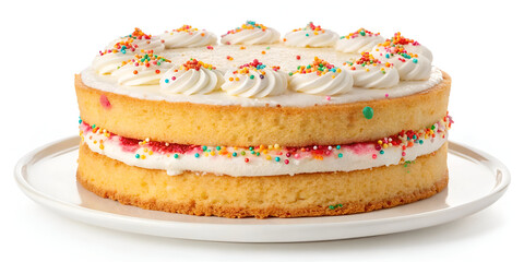 Delicious biscuit cake isolated on white background