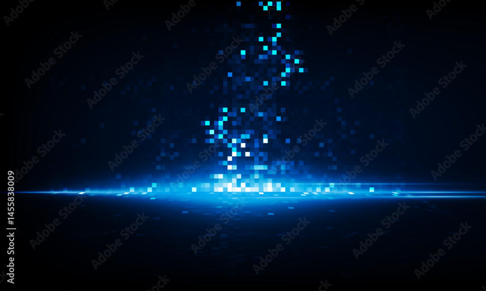Poster abstract pixel key door open light out technology and question mark background hitech communication 