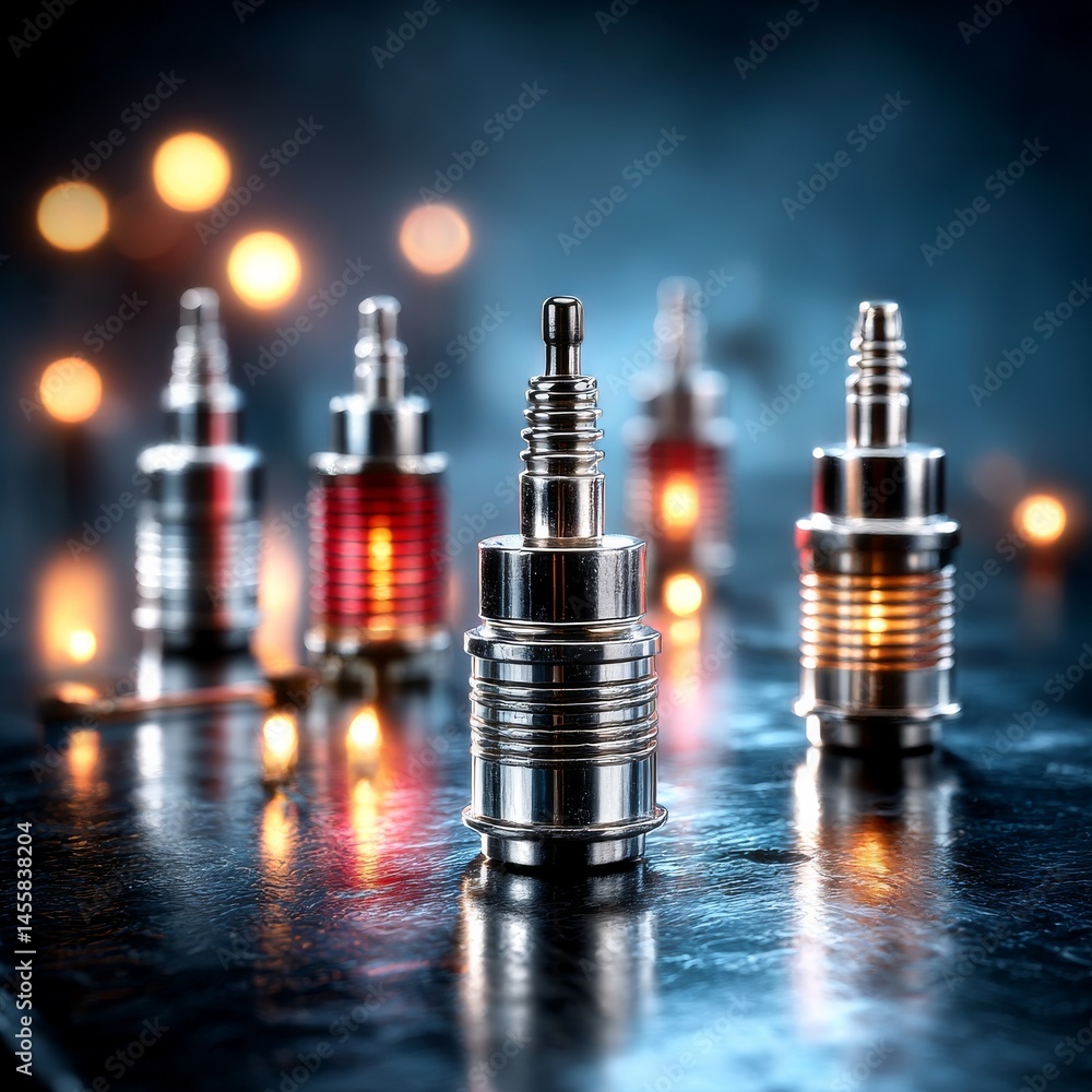 Leinwandbilder precision machined components: a study in reflection and illumination on dark surface