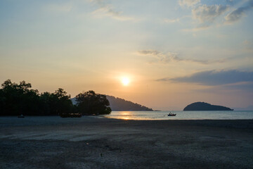 Peaceful Coastal View With Fishing Boats on a Serene Blue Ocean Horizon