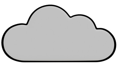 Simple gray cloud icon.  A light gray cloud shape on a black background.  It has rounded edges and a simple, stylized design