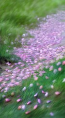 Obraz premium Petals scattered on grass