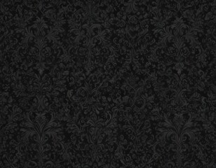 Elegant black gothic damask, intricately woven seamless pattern , leaves, luxury, wallpaper