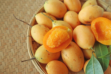 Delectable Juicy Fresh Ripe Marian Plum Fruits Called Mayongchid in Thailand