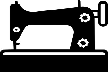 Retro sewing machine icon isolated on white background. Mechanical device for stitching fabric and creating garments. Vintage machine for sewing icon. Old equipment of a dressmaker. isolated transpare