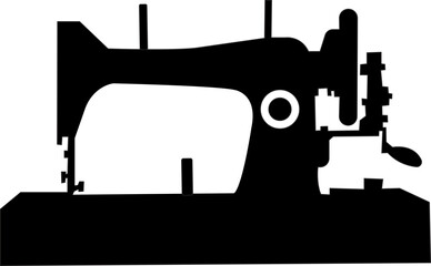 Retro sewing machine icon isolated on white background. Mechanical device for stitching fabric and creating garments. Vintage machine for sewing icon. Old equipment of a dressmaker. isolated transpare