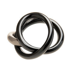 Naklejka premium Modern black interlocking rings showcase sophisticated design and contemporary style for unique accessory lovers