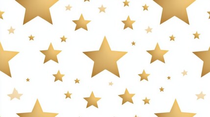 A seamless pattern of gold stars on a white background, a simple vector illustration with a flat design. 