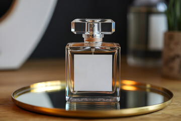 Exquisite Fragrance Bottle Presentation on a Decorative Mirrored Tray for Sophistication