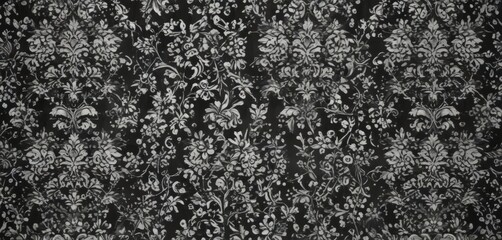 Fototapeta premium Intricate black & white damask, seamless floral & geometric gothic wallpaper , shadow, scroll