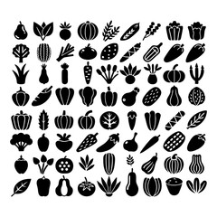 Black and White Vegetable Icons