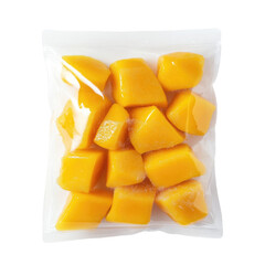 Frozen Mango Chunks In Resealable Plastic  isolated on a transparent background
