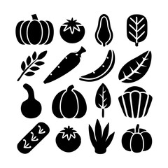 Black and White Vegetable Icons
