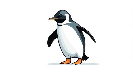 Fototapeta premium Cute Penguin Animated Icon in Minimalist Flat Vector Style for UI Elements