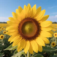 Obraz premium Ripe sunflower with yellow petals