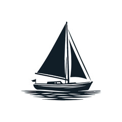 Boat silhouette vector on white background