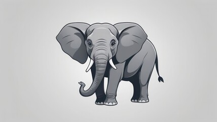Fototapeta premium Subtle Animated Elephant Icon in Flat Vector Style for UI and Interfaces