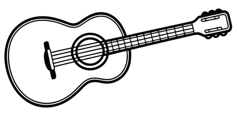 guitar icon silhouette acoustic style vector illustration