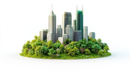 Fototapeta premium Urban Cityscape Surrounded by Lush Greenery and Nature Elements
