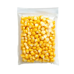 Frozen Sweet Corn Kernels In Clear Plastic  isolated on a transparent background