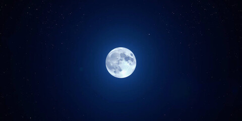 Naklejka premium a full moon set against a backdrop of a starry night sky. The moon is centrally positioned, dominating the composition with its bright, luminous surface