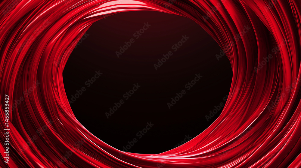 Poster Abstract red swirl design with dark background creating an elegant modern artistic element