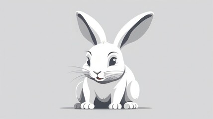 Fototapeta premium Flat Rabbit Vector Icon with Nose Twitch Animation for UI and App Design