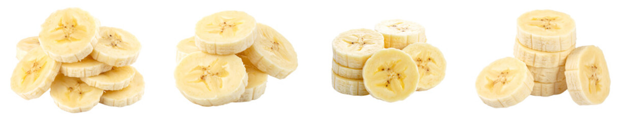 Banana PNG set Fresh Sliced Yellow Fruits for Healthy Eating and Tropical Diet