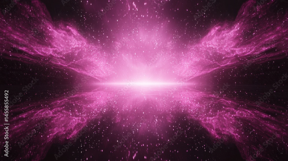 Poster a vibrant pink nebula with swirling patterns fills the frame, creating a sense of depth and dimensio