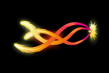 Speed effect cartoon vfx. Comic line blaster shot. Energy fire flame light. Neon color, asteroid flying rock. Flash lightning motion. Fantasy vector element © designer_things