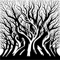 Black Tree Branch Silhouettes Bare Branch Vector Illustrations