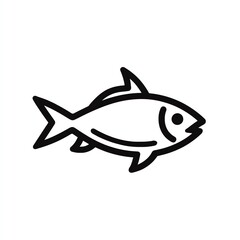 Obraz premium Bold Black Line Art Fish Icon on White Background A Simple, Clean, and Elegant Design