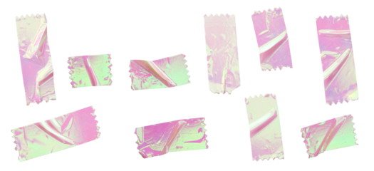 Holographic Pastel Foil Tape Crosses Set Illustration for Scrapbooking and Decorative Design