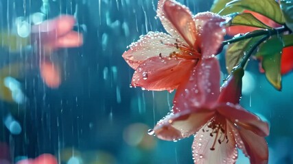 Pink flowers blooming in the rain - Powered by Adobe