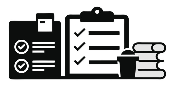 checklist silhouette icon productivity theme vector illustration
