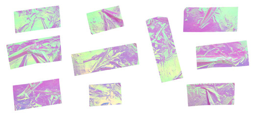 Holographic Pastel Foil Tape Crosses Set Illustration for Scrapbooking and Decorative Design