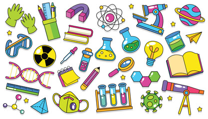 Set Of Hand Drawn Science and Chemistry Doodle Illustration © Ezzy