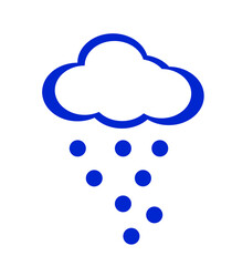 a blue cloud outline with blue circles on a white background,