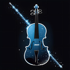 Fototapeta premium Silhouette of a classic violin and bow crossed