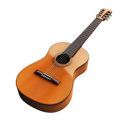 Fototapeta premium High-quality wooden guitar with smooth finish displayed on a clean surface for musical appreciation