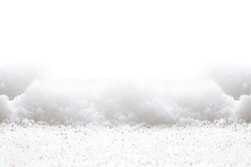 Snowy landscape.  A layer of snow sits atop a bed of light-colored sand