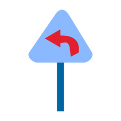 No Left Turn Vector Design Icon Style