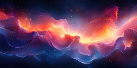 Fototapeta premium Surreal Cosmic Art with Floating Abstract Shapes in Digital Painting